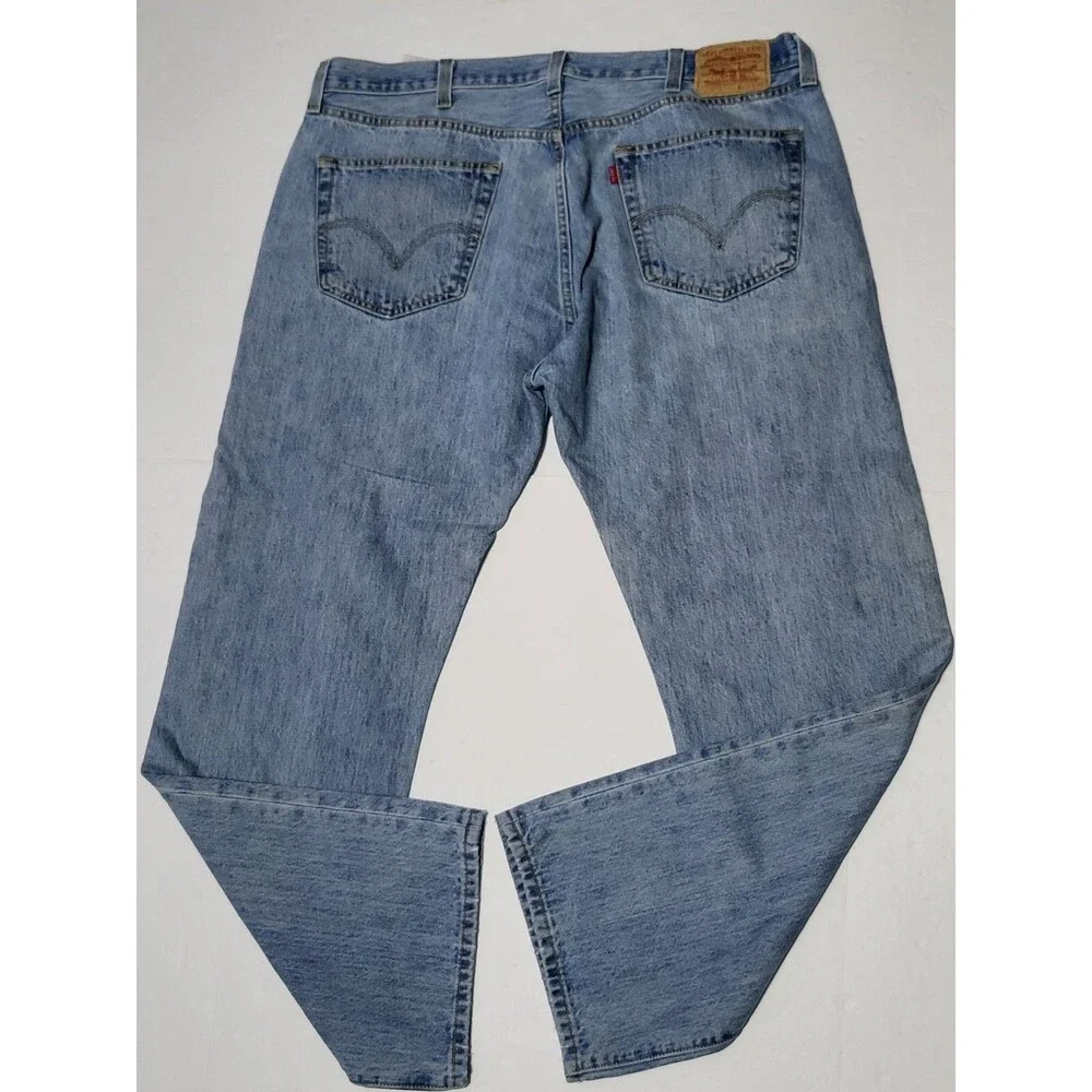 Levi's 501 Size 42x32 Men's Red Tab Button Fly Light Blue Denim Jeans